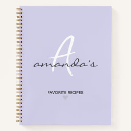 Elegantes Minimalistisches Lila Rezept Notizbuch
