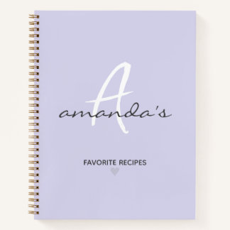 Elegantes Minimalistisches Lila Rezept Notizbuch