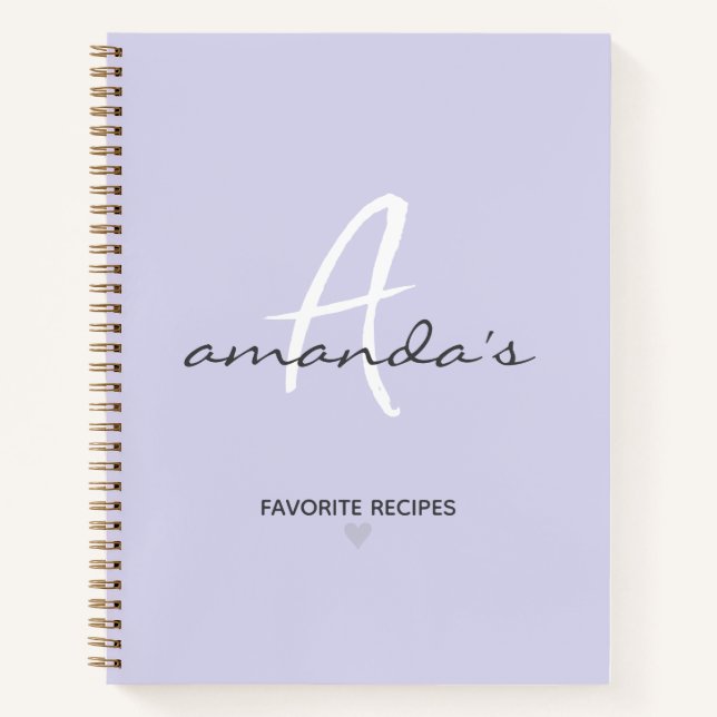 Elegantes Minimalistisches Lila Rezept Notizbuch (Vorderseite)