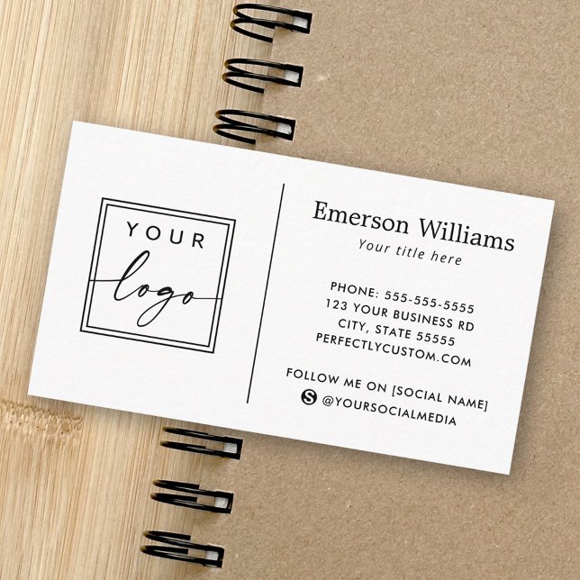 Elegantes minimalistisches Logo weiß oder in einer Visitenkarte (Elegant minimalist custom logo white or any color business card)