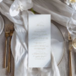 Elegantes, Minimalistisches Menü auf Weiße Hochzei Menükarte<br><div class="desc">Die zeitlose Mischung aus edler Typografie und minimalistischem Design verströmt Raffinesse und Charme. Set den perfekten Ton für Ihre Feier mit einem zeitgemäßen und anhaltenden Stil. Personalisieren Sie es mit Ihren Details, um eine wirklich luxuriöse Hochzeitsatmosphäre widerzuspiegeln. Als Teil der VIVIAN Hochzeitskollektion koordiniert sie sich nahtlos mit anderen Elementen für...</div>