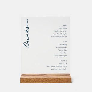 Elegantes minimalistisches Menü-Schild in Blau Acrylschild
