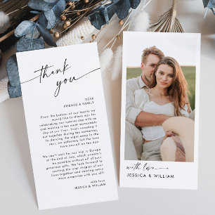 Elegantes Minimalistisches modernes Hochzeitsfest- Dankeskarte