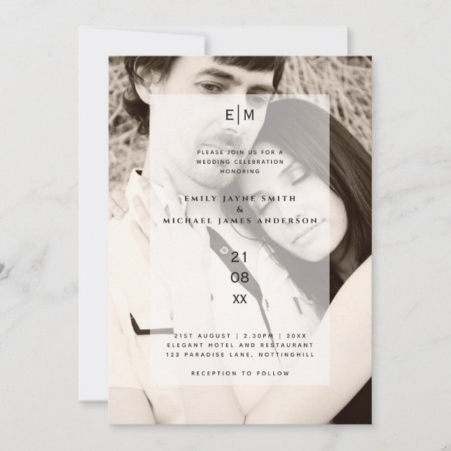 Elegantes Minimalistisches modernes Hochzeitsstil- Einladung (Vorderseite)