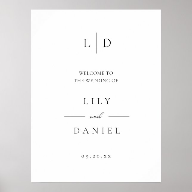 Elegantes Minimalistisches Monogramm-Begrüßungszei Poster (Vorne)