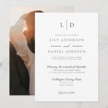 Elegantes Minimalistisches Monogramm-Foto Hochzeit