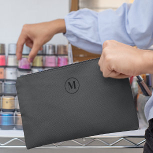 Elegantes Minimalistisches Monogramm Initial Gray Zubehörtasche