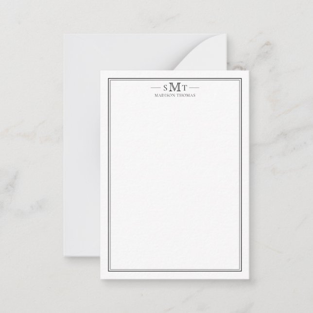 Elegantes Minimalistisches Monogramm mit drei Buch Mitteilungskarte (Vorderseite)