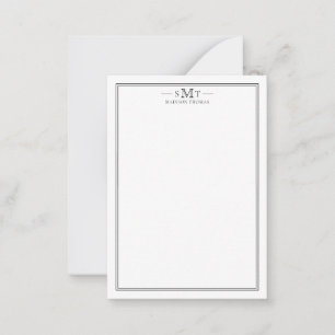 Elegantes Minimalistisches Monogramm mit drei Buch Mitteilungskarte