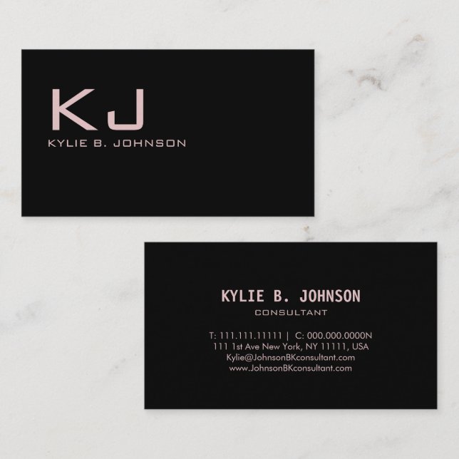 Elegantes Minimalistisches Monogramm Personalisier Visitenkarte (Vorne/Hinten)
