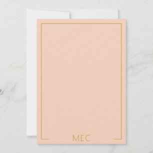 Elegantes minimalistisches Monogramm Pfirsichrose Mitteilungskarte