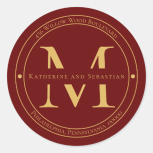 Elegantes Minimalistisches Monogramm-Rücksendeadre Runder Aufkleber