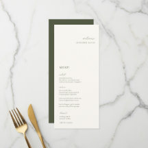 Elegantes Minimalistisches Moss Green Platzkarte M