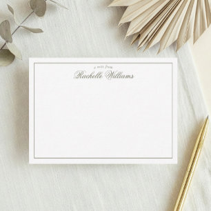 Elegantes minimalistisches Oliven Grün Monogramm Mitteilungskarte