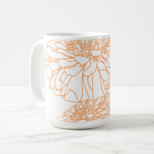 Elegantes, minimalistisches, orangefarbenes Blumen Kaffeetasse