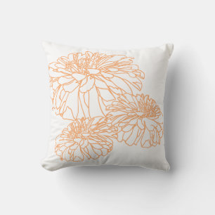 Elegantes, minimalistisches, orangefarbenes Blumen Kissen