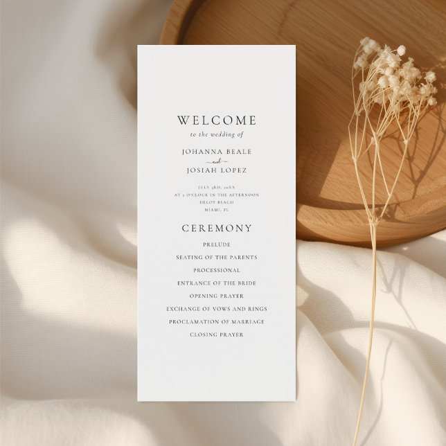 Elegantes minimalistisches Palmbaum-Hochzeitsprogr Programm (Von Creator hochgeladen)