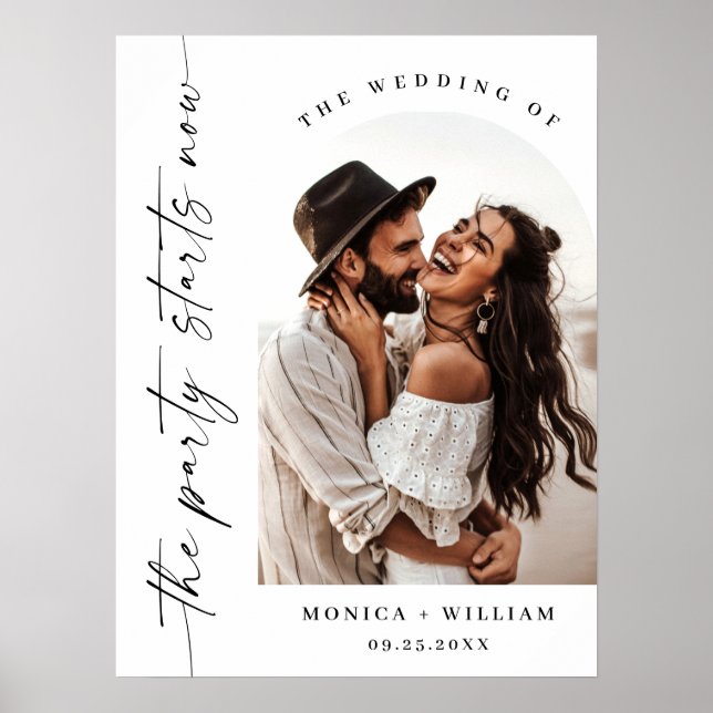 Elegantes Minimalistisches Party beginnt jetzt Hoc Poster (Vorne)