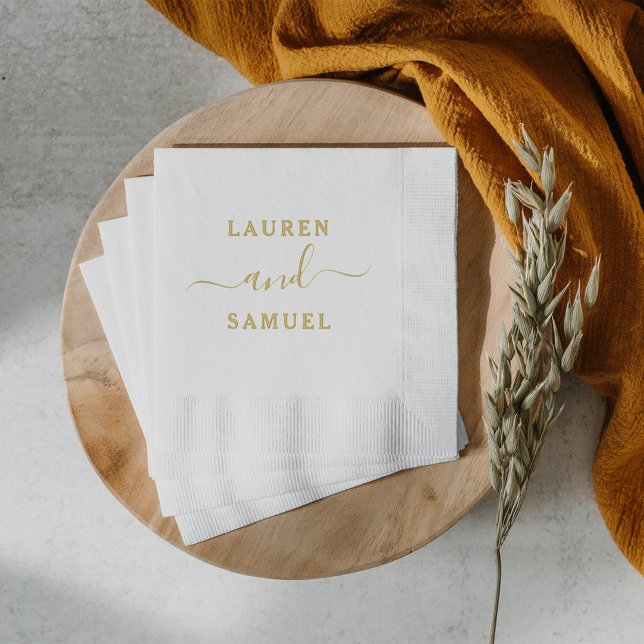 Elegantes Minimalistisches Personalisiertes Hochze Servietten Mit Folie (Von Creator hochgeladen)