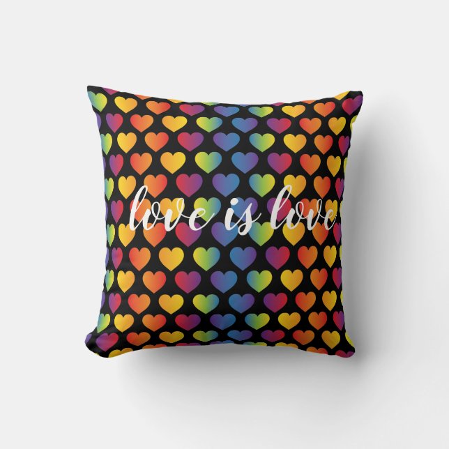 Elegantes Minimalistisches Rainbow Heart Design Kissen (Vorderseite)