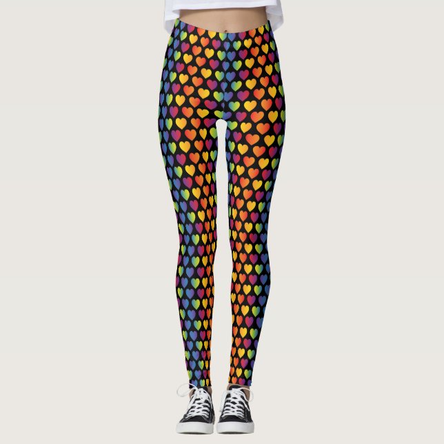 Elegantes Minimalistisches Rainbow Heart Design Leggings (Vorderseite)