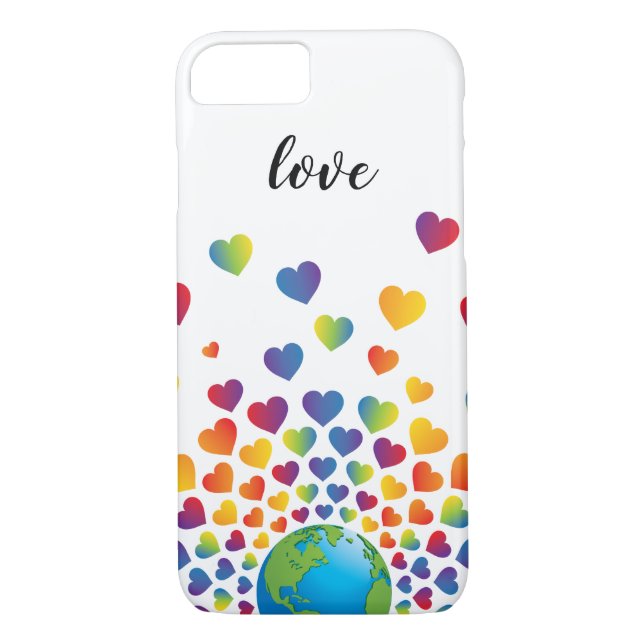 Elegantes Minimalistisches Rainbow Herzdesign Case-Mate iPhone Hülle (Rückseite)