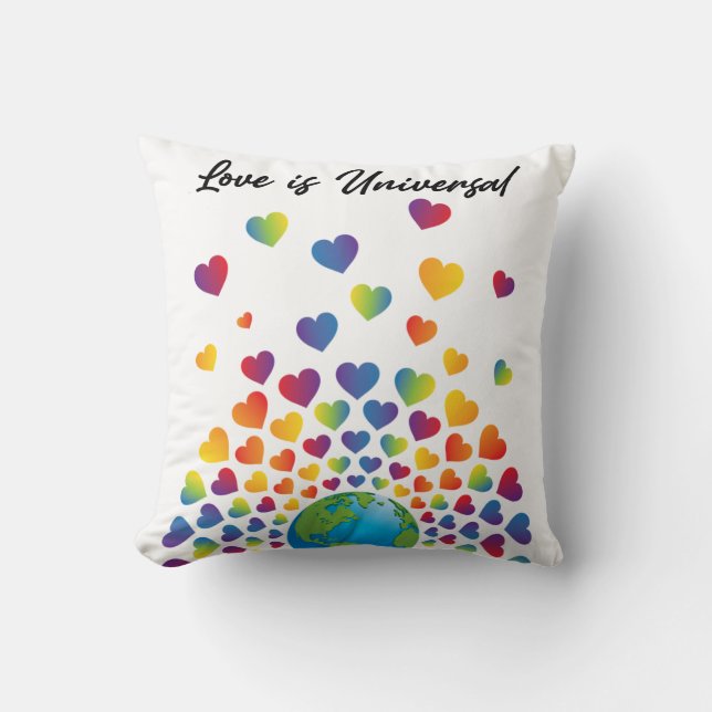 Elegantes Minimalistisches Rainbow Herzdesign Kissen (Vorderseite)