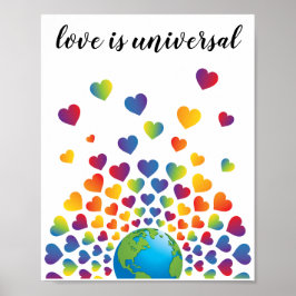 Elegantes Minimalistisches Rainbow Herzdesign Poster