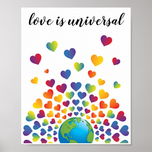 Elegantes Minimalistisches Rainbow Herzdesign Poster (Vorne)