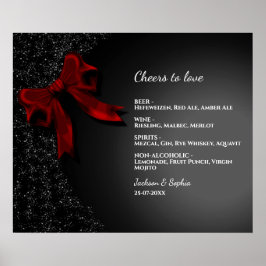 Elegantes Minimalistisches Red Bow Einfaches Menü Poster