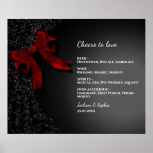 Elegantes Minimalistisches Red Bow Einfaches Menü Poster