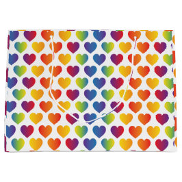 Elegantes minimalistisches Regenbogen-Herz-Design  Große Geschenktüte