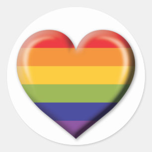 Elegantes minimalistisches Regenbogen-Herz-Design Runder Aufkleber