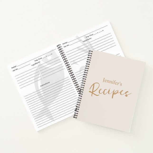 Elegantes Minimalistisches Rezept Notizbuch (Innenseite)