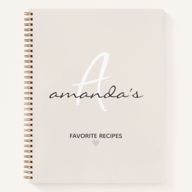 Elegantes Minimalistisches Rezept Notizbuch (Vorderseite)