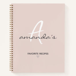Elegantes Minimalistisches Rosa Rezept Notizbuch