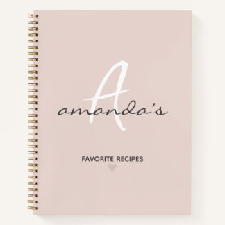 Elegantes Minimalistisches Rosa Rezept Notizbuch