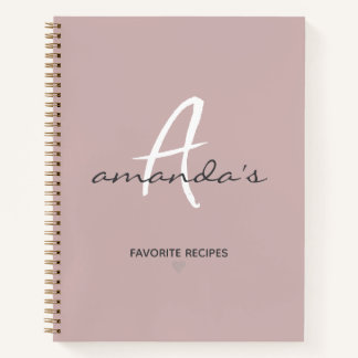 Elegantes Minimalistisches rosafarbenes Rezept Notizbuch