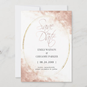 Elegantes, minimalistisches Rose-Gold Save the Dat Date