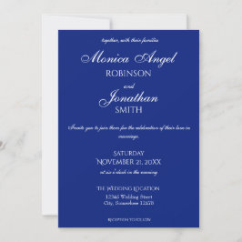 Elegantes Minimalistisches Royal Blue White Foto H Einladung