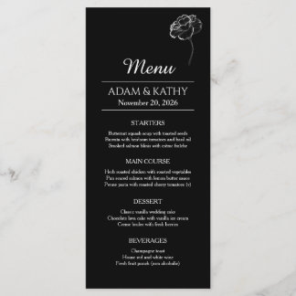 Elegantes Minimalistisches Schwarz Weiß Hochzeitsm Menükarte