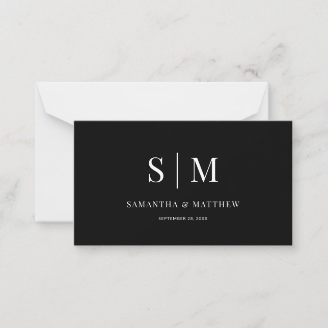 Elegantes Minimalistisches Schwarz-Weiß-Pastellmon Mitteilungskarte (Vorderseite)