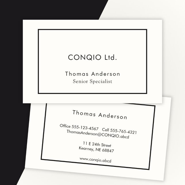 Elegantes Minimalistisches Schwarz-Weiß-Unternehme Visitenkarte (Von Creator hochgeladen)