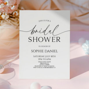 Elegantes Minimalistisches Schwarzes Brautparty Einladung