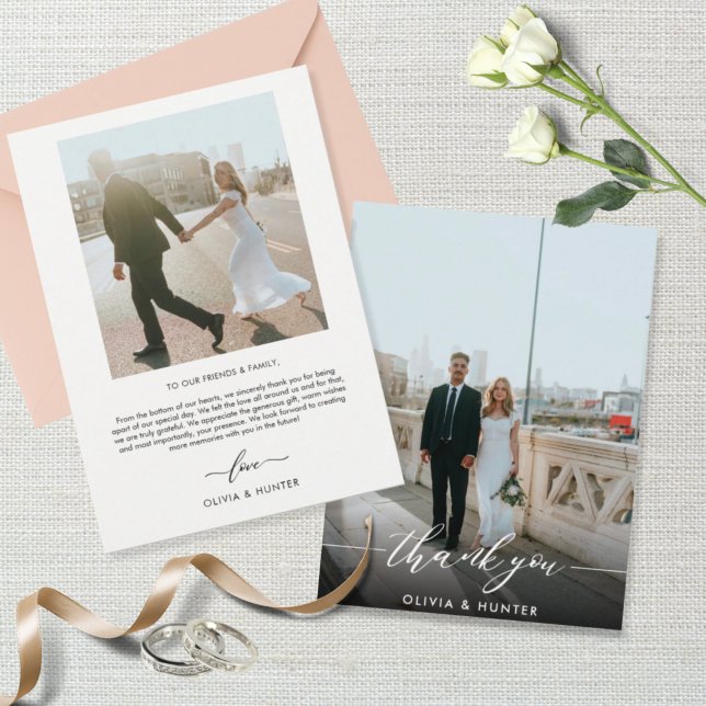 Elegantes Minimalistisches Schwarzes Kalligrafisch Dankeskarte (Von Creator hochgeladen)