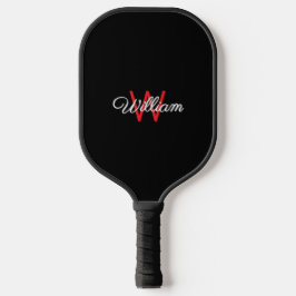 Elegantes Minimalistisches Schwarzes Mit Monogramm Pickleball Schläger