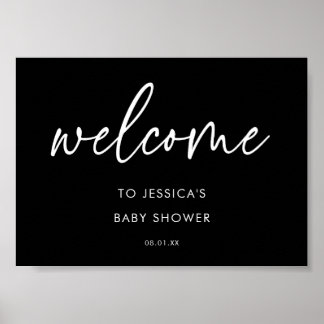 Elegantes minimalistisches schwarzes Willkommenssc Poster