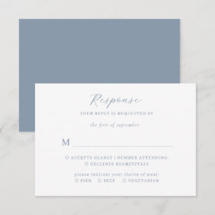 Elegantes Minimalistisches Script Dusty Blue Weddi Begleitkarte