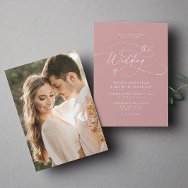 Elegantes Minimalistisches Script Dusty Pink Foto  Einladung