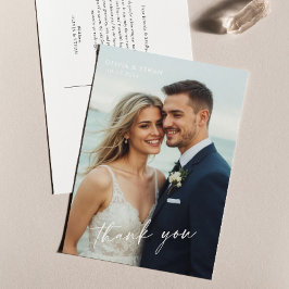 Elegantes Minimalistisches Script Foto Hochzeit Po Postkarte